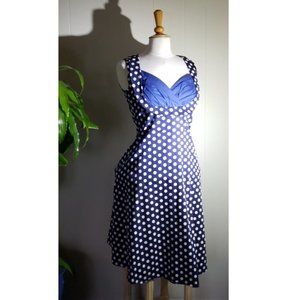 Vintage Retro Navy Polka Dot Pinup Dress #28